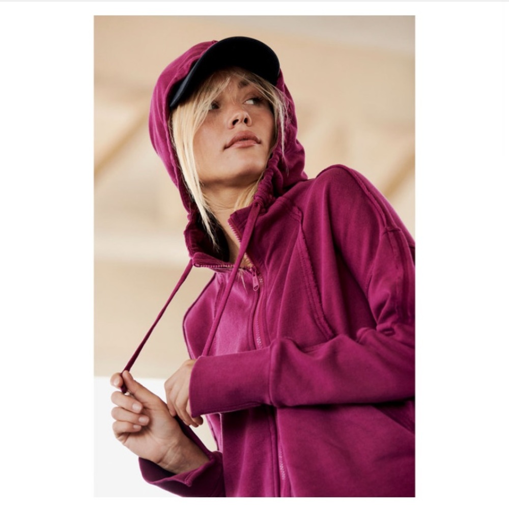 Free People Only One Zip Up Hoodie Magenta - Picture 7 of 7